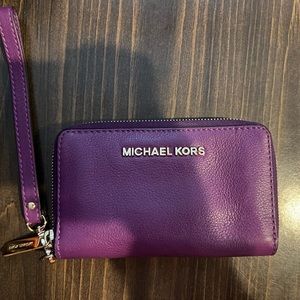Purple Michael Kors Wallet with Wrist Chain